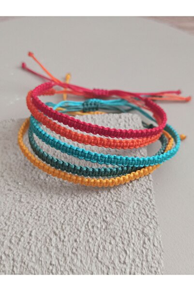 TREND Unisex Makrome Örgü Bileklik 5'li Set, Arkadaşlık Bileklikleri, Hediyel...