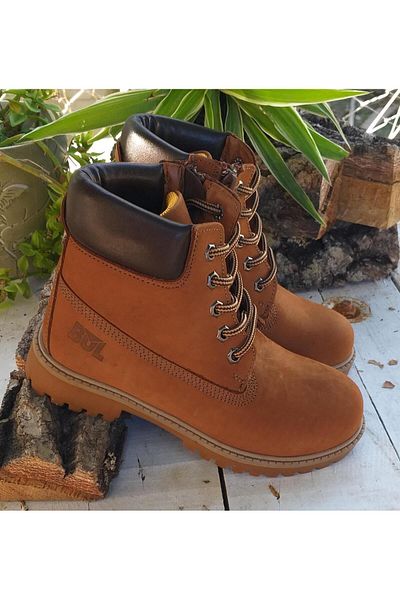 Bulldozer 240851   Παιδικές γνήσιες δερμάτινες μπότες Nubuck με φερμουάρ και κορδόνια