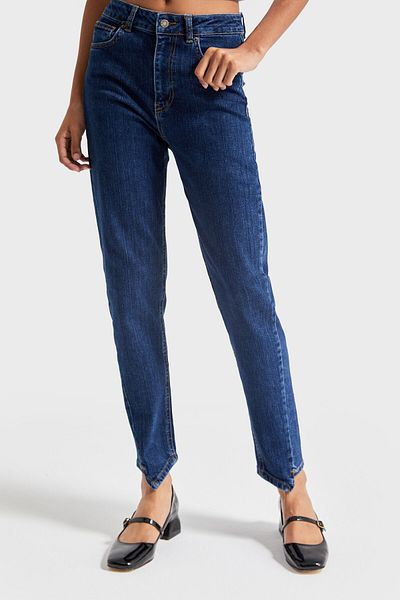 its basic Țesătură Lycra Albastru închis - Denim Mom Fit pentru femei