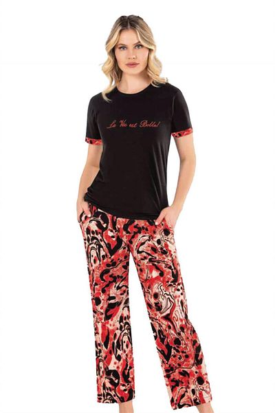 DOWRY Set de pijamale de vară din bumbac modal cu mâneci cu model 08-54