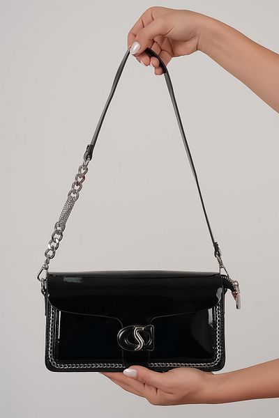 KRISTE BELL - Black Rugands Buckle Crossbody Bag