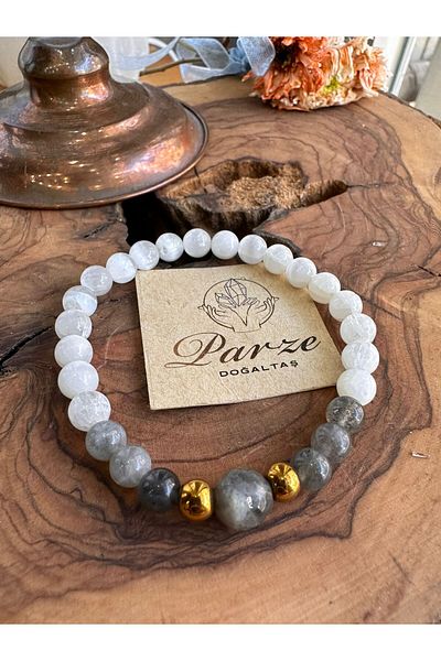 parze doğaltaş Selenite and Labradorite Bracelet