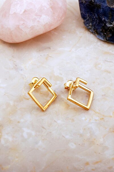 Sümer Telkari Taşsız Tasarım Altın Yaldızlı Gümüş Küpe 7108