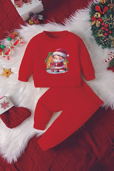 ADABEBEK طقم أطفال مطبوع عليه Mother Santa Claus للموسم الجديد