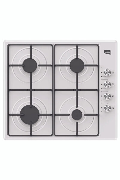 mukka Doğalgaz (NG) Uyumlu 4 Gözlü Emaye Gaz Kesme Emniyetli Otomatik Çakmaklı Beyaz Ocak