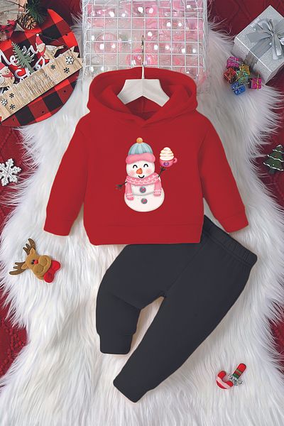ADABEBEK Hooded Hot Chocolate Snowman Printed Baby Suit 23182