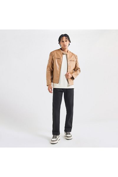 FAV Solid Biker Jacket With Long Sleeves And Pockets