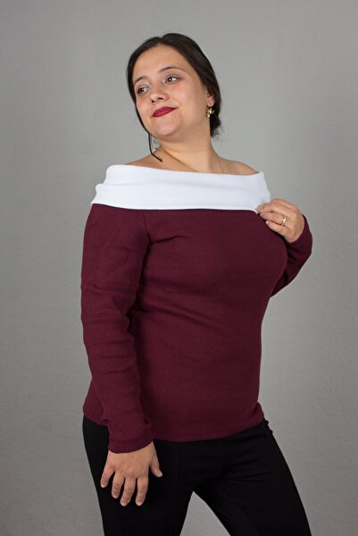 Truva XXL Μπλούζα με ριπέ λαιμόκοψη μεγάλου μεγέθους