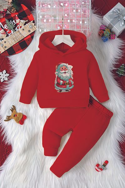 ADABEBEK Santa Claus Printed Hooded Baby Set - Snow 23071