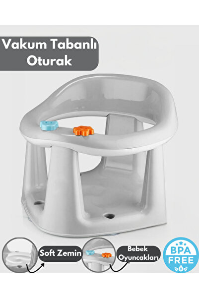 PONÇİK STORE Bebek Banyo Oturağı - Vakum Tabanlı Bebek Mama Oturağı - Bel Destekli Vakumlu Mama, Banyo  Oturağı