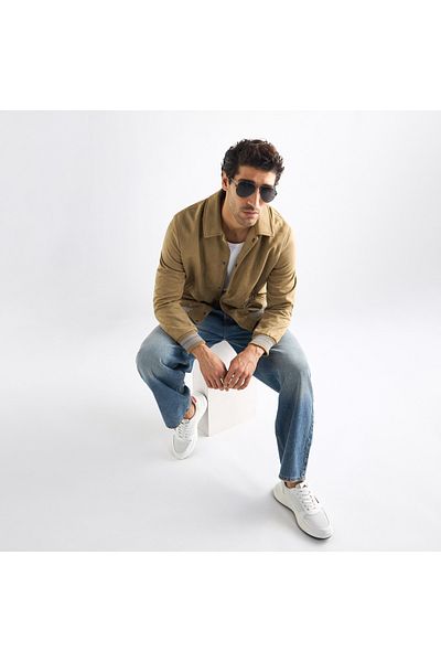 FAV Striped Collared Varsity Jacket With Long Sleeves And Button Closure