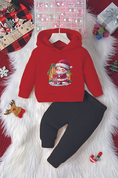 ADABEBEK Hooded Mother Santa Claus Printed Baby Set 23099