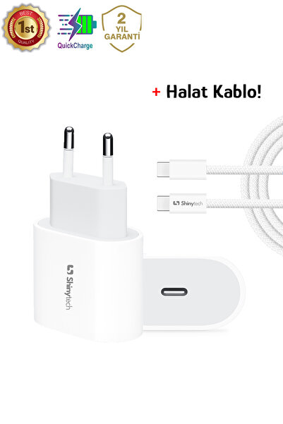 Shinytech 35W Hızlı Şarj Adaptörü + Örgü USB-C to C Kablo (1m) – iPhone & Android Uyumlu, 2 Yıl Garantili