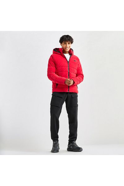 FAV Solid Puffer Jacket With Hood And Long Sleeves