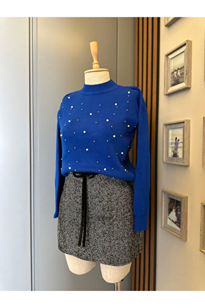 BERNEO Кам'яний перлинний детальний кроп-светр