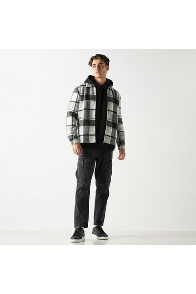 Lee Cooper Checkered Zipper Jacket with Pockets