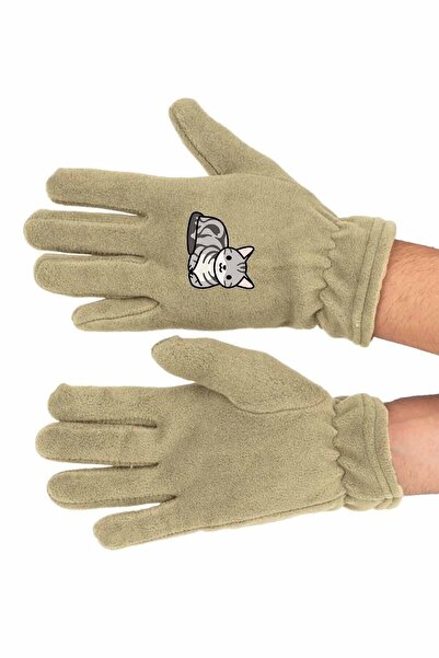 Fanze Mănuși lungi din fleece pentru iarnă - cu imprimeu pisică, rnz2329