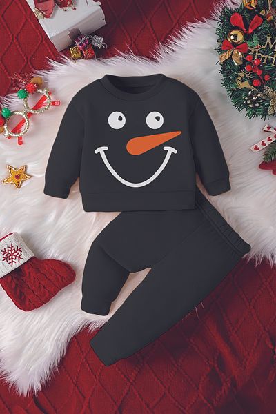 ADABEBEK New Season Snowman Face Printed Baby Suit 23179