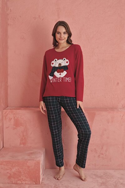 CALİA Kadın Sıfır Yaka Bambu Kumaş 4 Mevsim Pijama Takımı YENİ SEZON