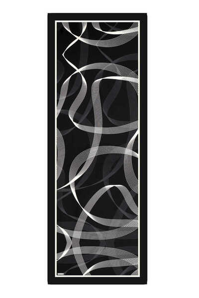 Bursa İpek Black Mobile Pattern Twill Silk Shawl