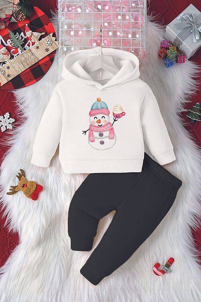 ADABEBEK Hooded Hot Chocolate Snowman Printed Baby Suit 23182