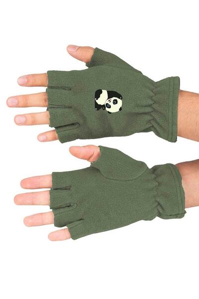 Fanze Mănuși de iarnă cu imprimeu Panda - Model din lână tăiată rnz3841