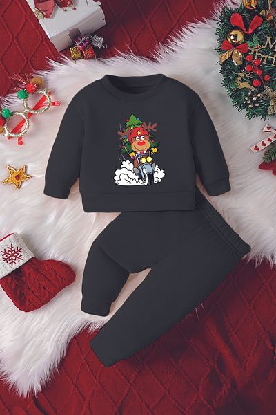 ADABEBEK New Year's Biker Deer Printed 2-Piece Baby Set 23244