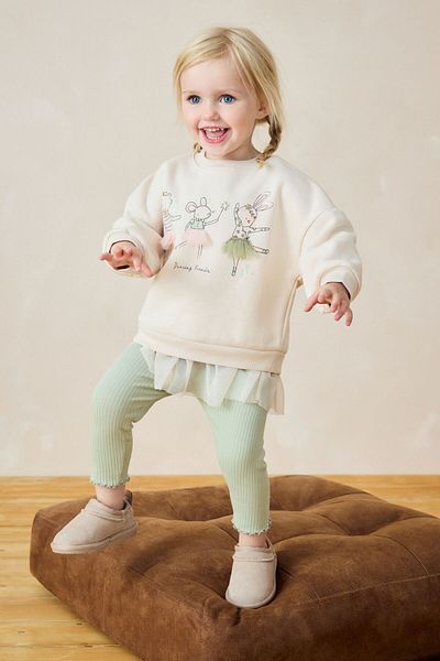 Next Baby Pale Pink -File Skirt Leggings Set