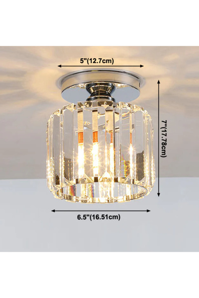 burenze Modern Crystal Lüks Kristal Taşlı Plafonyer Tavan Avize Gümüş Krom