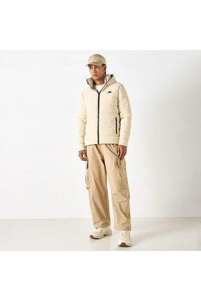 Kappa Solid Zip Through Puffer Jacket with Hood and Pockets