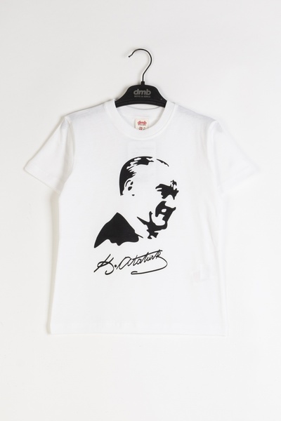 DMB BOYS & GIRLS Atatürk Baskılı Pamuklu Bisiklet Yaka Kısa Kollu Tören 29 Ekim 10 Kasım Erkek ve Kız Çocuk T-shirt