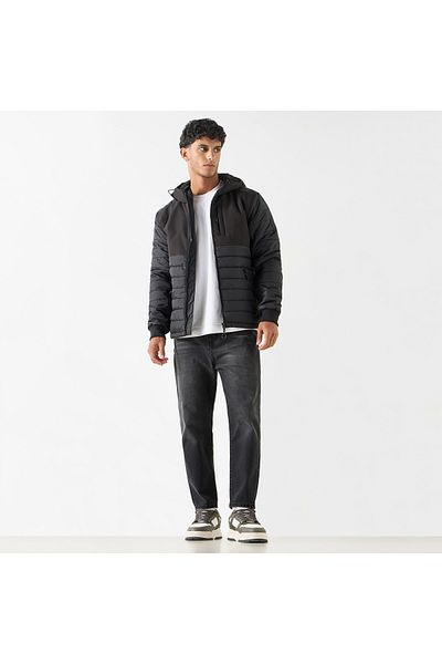 Kappa Quilted Hooded Jacket with Zip Closure and Pockets