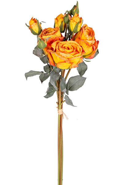 Herdekora Yapay Gül Demeti 3 Dallı Turuncu 60 Cm.