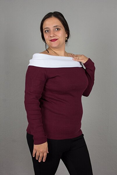 Truva XXL Μπλούζα με ριπέ λαιμόκοψη μεγάλου μεγέθους