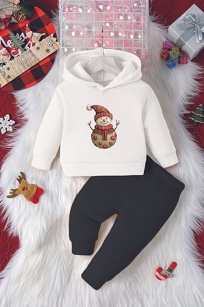 ADABEBEK Hooded Hat Snowman Printed Baby Suit 23111