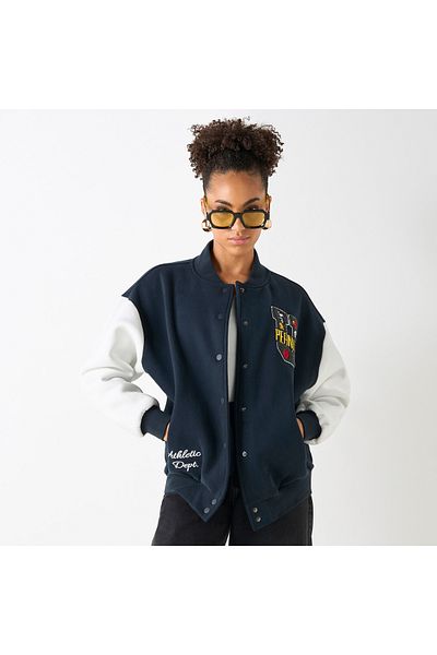 SP Characters Peanuts Print Varsity Jacket With Snap Button Closure