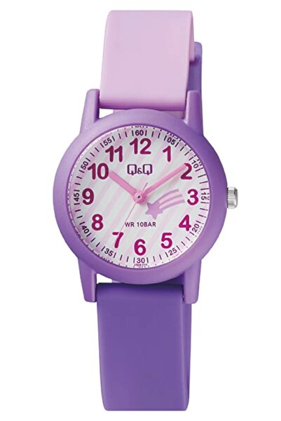 Q&Q Purple Lilac Starry Waterproof Girl's Wristwatch with Numbers