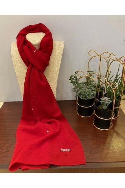 Invee 1266 Model Red Stone Detailed Jazz Shawl