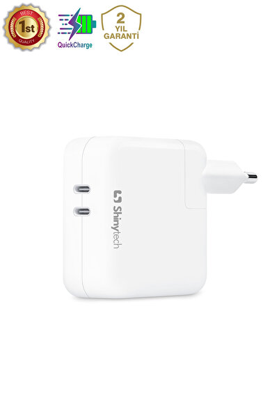 Shinytech 35W Hızlı Şarj Cihazı Çift USB-C Port – iPhone ve Android Telefon T...