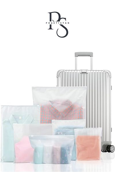 POŞETİSTAN Suitcase and Cabinet Organizer Frosted Zippered Bag 10 Pieces 32 cm X 45 cm