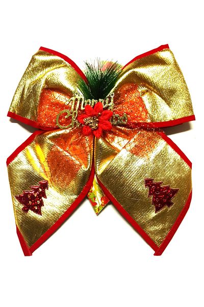 Deniz Party Store New Year Merry Christmas Bright Gold Bow Door Ornament 30*26 cm