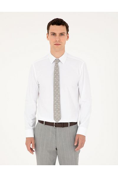 Pierre Cardin Λευκό μακρυμάνικο πουκάμισο Basic Fit 50289411-VR013