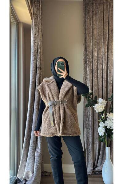 MISEY BOUTIQUE KEMER DETAYLI PELUŞ YELEK