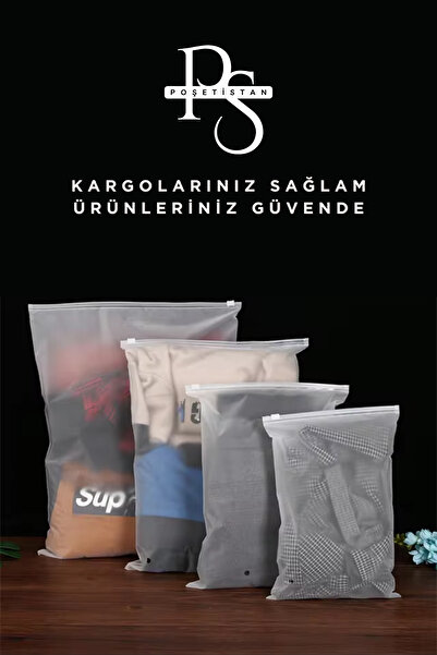 POŞETİSTAN Valiz Ve Dolap Içi Düzenleyici Buzlu Fermuarlı Poşet Torba 10 Adet 32 Cm X 45 Cm
