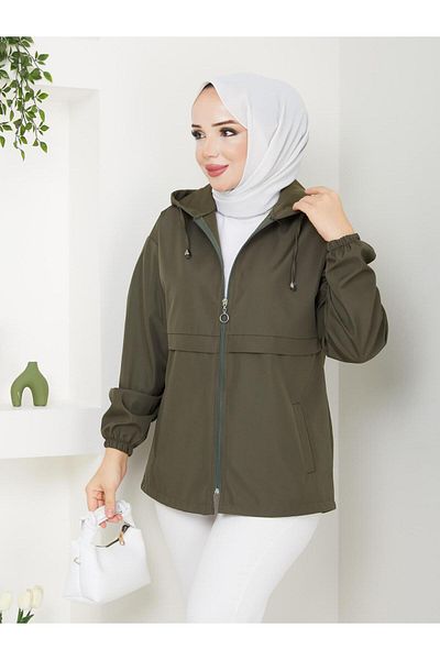 Dabenti women style Γυναικεία κοντή καμπαρντίνα Bondit Oversize με κουκούλα