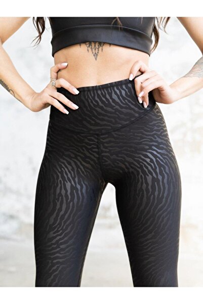 Bugasy Kadın Zebra Desenli Siyah Tayt