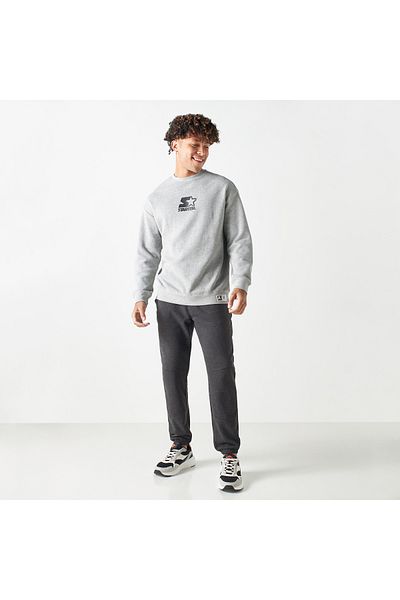 Starter Logo Print Pique Sweatshirt with Long Sleeves