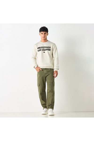 Lee Cooper Printed Sweatshirt with Long Sleeves and Crew Neck