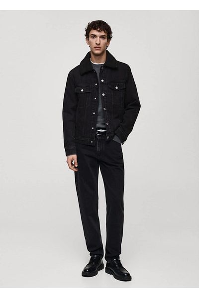 MANGO Man Faux Wool Lining Denim Jacket