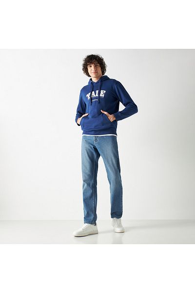 SP Characters Yale Applique Detail Hoodie with Kangaroo Pocket and Long Sleeves